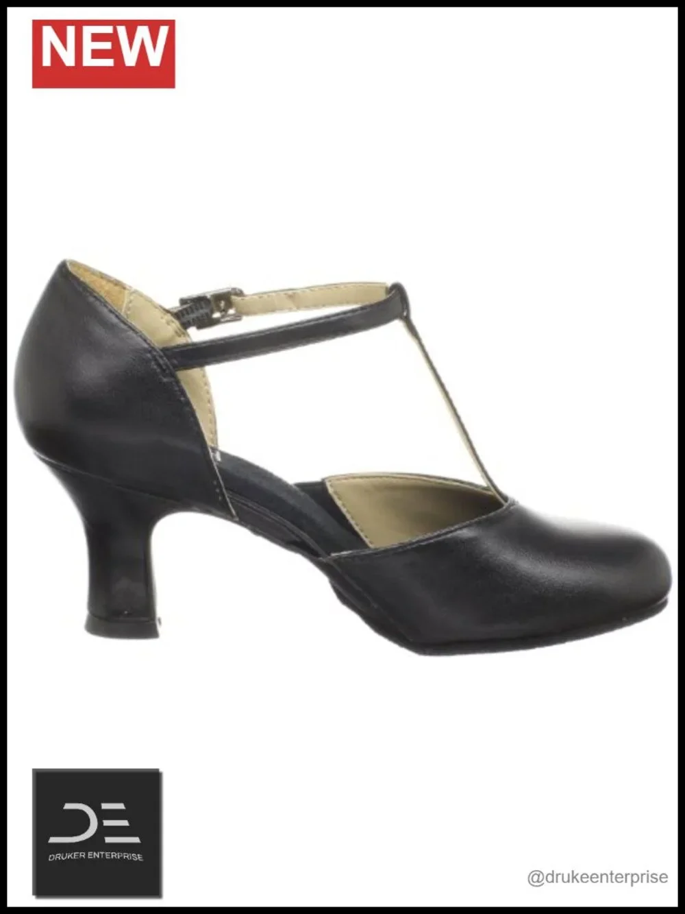 Leather T-Strap Character Dance Shoes with 2.5 Heel